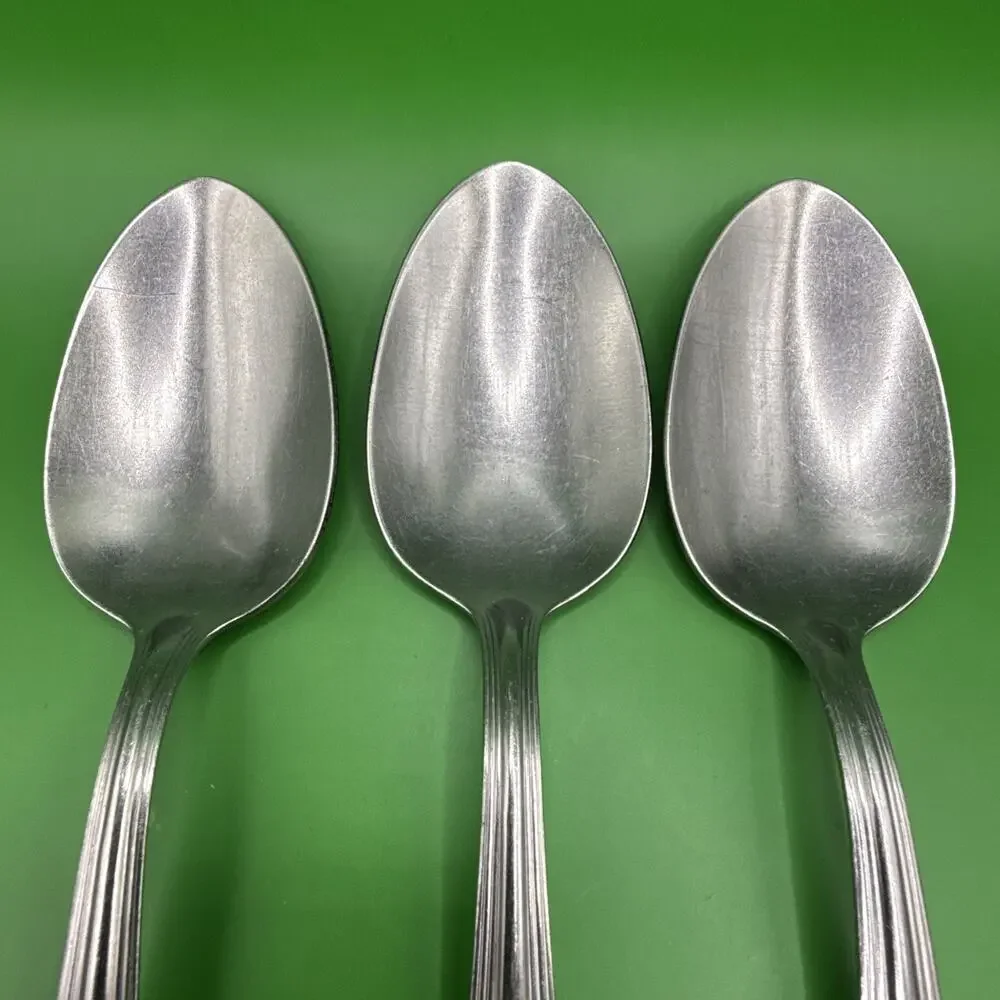 (3) Royal Allegheny RFL9 Oval Soup Table Spoon Place Stainless Outline 7 1/4 In
